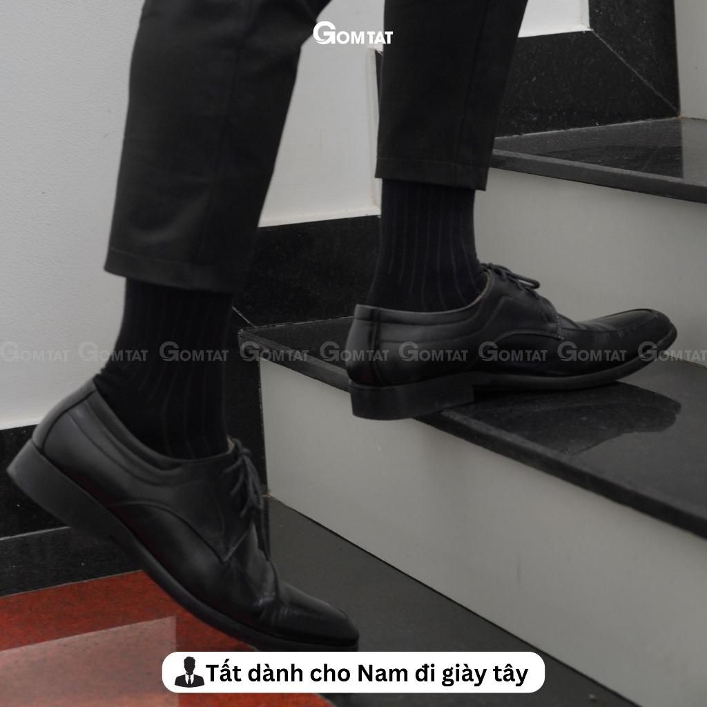 Tất vớ giày tây nam cổ cao GOMTAT mẫu gân chìm, chất liệu mềm mại, thoáng mát, êm chân Menswear - GOM-TAYGANCHIM-1DOI