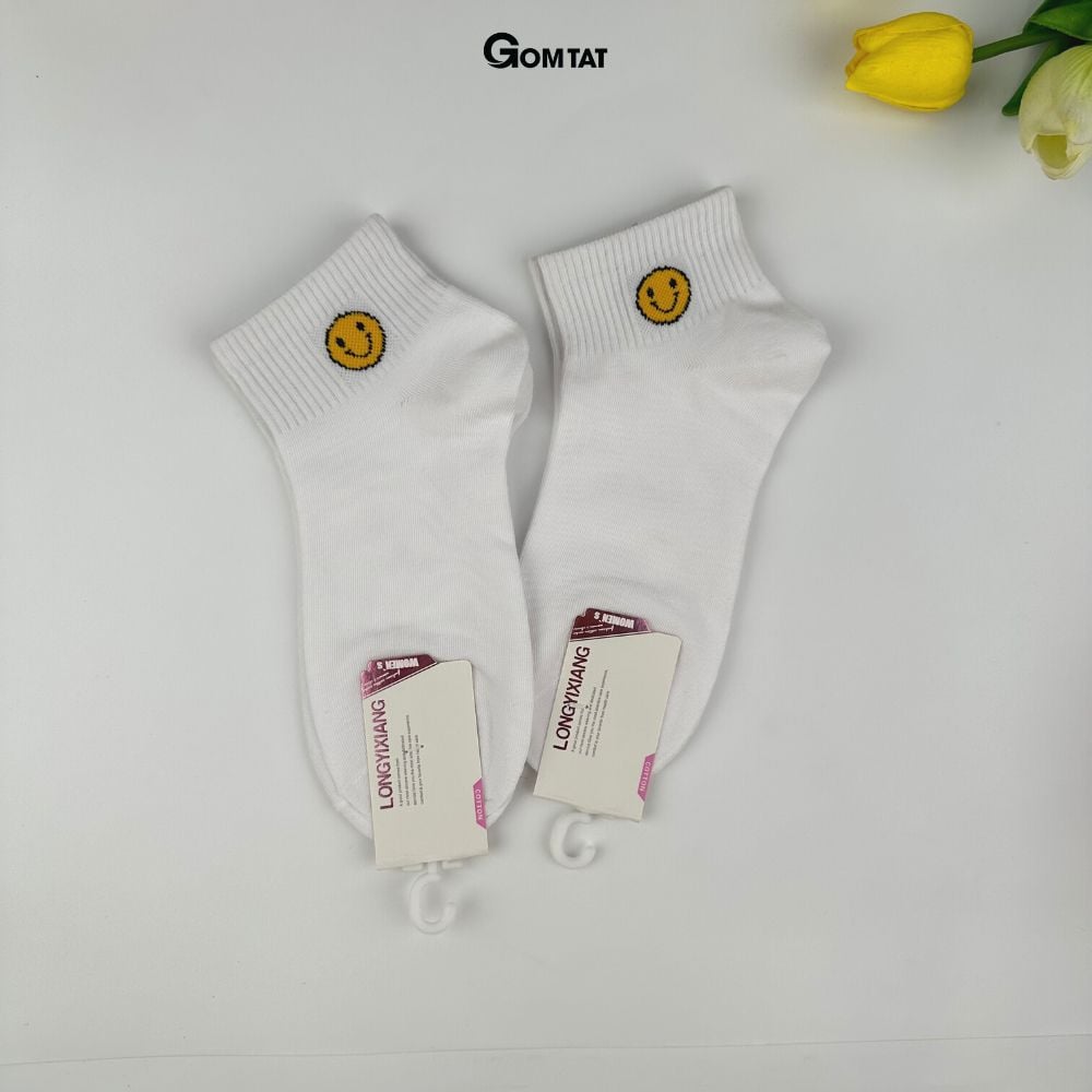 Tất cổ thấp nữ GOMTAT họa tiết trái tim, chất liệu cotton mềm mịn hút ẩm thoáng khí khử mùi êm chân  -TRAITIM-XH-1DOI