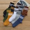 Set 10 đôi vớ cổ cao nam nữ sọc ngang GOMTAT, chất cotton dày dặn mềm mại, thấm hút tốt - CB202-CB10