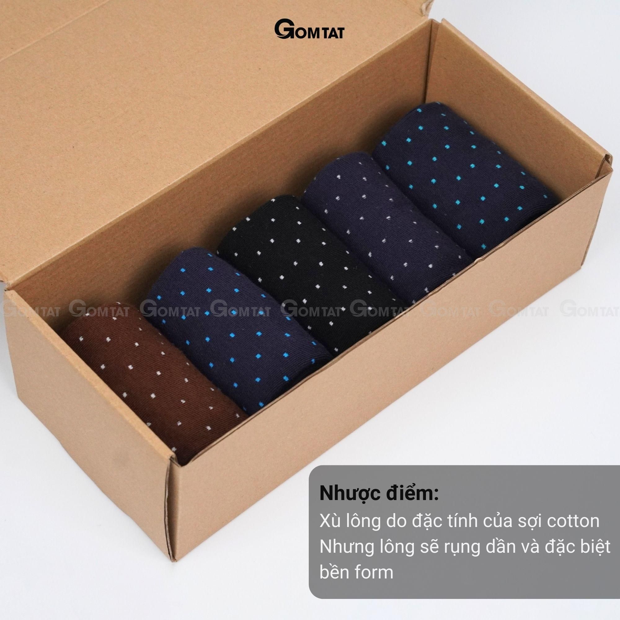 Tất nam cổ cao Chấm Bi, dòng tất đi giày tây cao cấp, vớ nam cổ cao chất cotton hút ẩm, thoáng khí, tất nam công sở, vớ đi giày tây Menswear - GOM-CHAMBI-1DOI