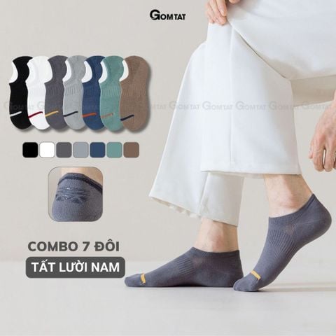  Combo 7 đôi tất ngắn nam chống tuột gót GOMTAT, vớ nam đi giày lười chất liệu cotton hút ẩm, mềm mại - D16-A080-CB7 
