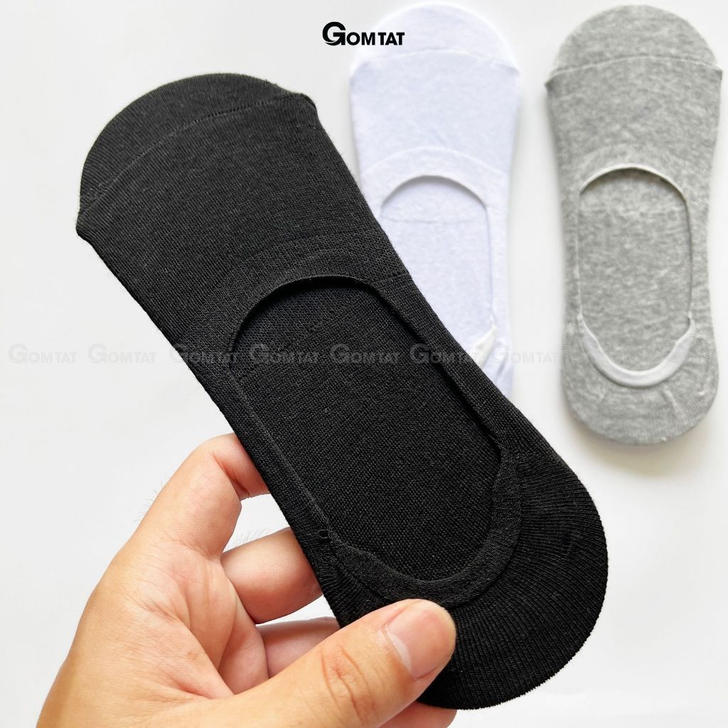 Set 5 đôi tất lười trơn nam nữ GOMTAT, vớ lười nam nữ có đệm cao su chống tuột gót - TAT-LUOI-02-CB5