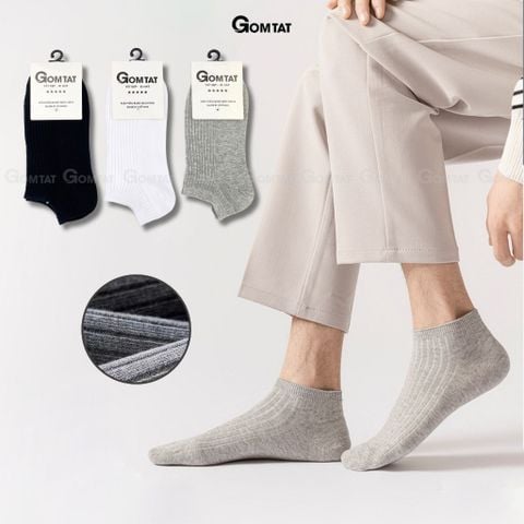  Combo 10 đôi tất cổ ngắn nam GOMTAT hoạ tiết gân chìm, chất liệu cotton cao cấp, thấm hút mồ hôi - FIVE-TAY10-NGAN-CB10 