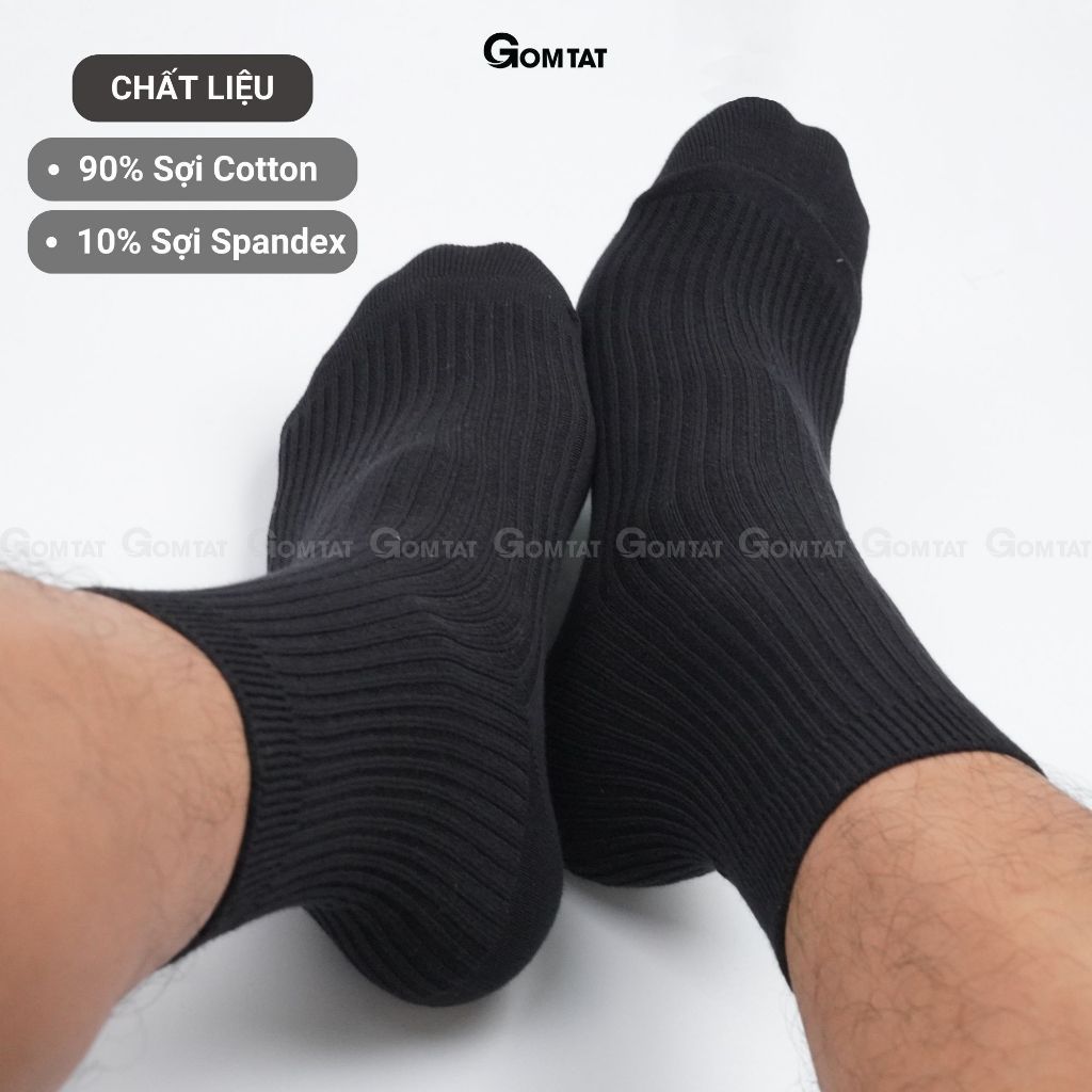 Combo 5 đôi tất nam cổ trung trơn màu GOMTAT mẫu gân chìm, chất liệu cotton thoáng khí, êm chân - FIVE-TAY10-LUNG-CB5