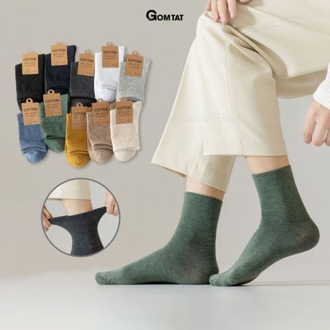  Set 10 đôi tất vớ cổ cao nam nữ trơn màu GOMTAT mềm mại,  hút ẩm thoáng khí -TCC-KOL-1303-CB10 