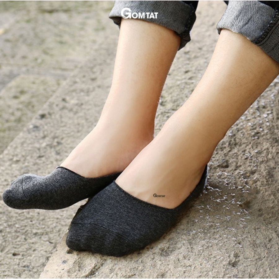 Combo 10 đôi tất vớ nam mang giày lười GOMTAT, vải cotton thoáng mát, có đệm cao su chống trượt gót - TAT-LUOI-02-CB10