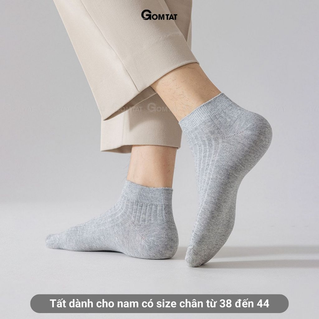 Combo 5 đôi tất cổ ngắn nam GOMTAT gân chìm, chất liệu cotton hút ẩm thoáng khí khử mùi -FIVE-TAY10-NGAN-CB5