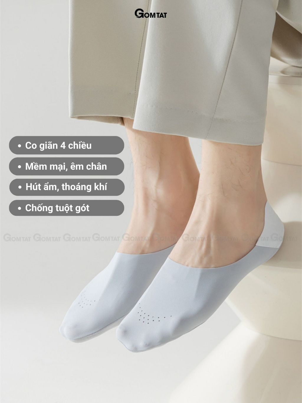 Combo 6 đôi tất nam đi giày lười GOMTAT, chất liệu cotton cao cấp êm chân thoáng khí khử mùi - LUA-SUX-1104-CB6