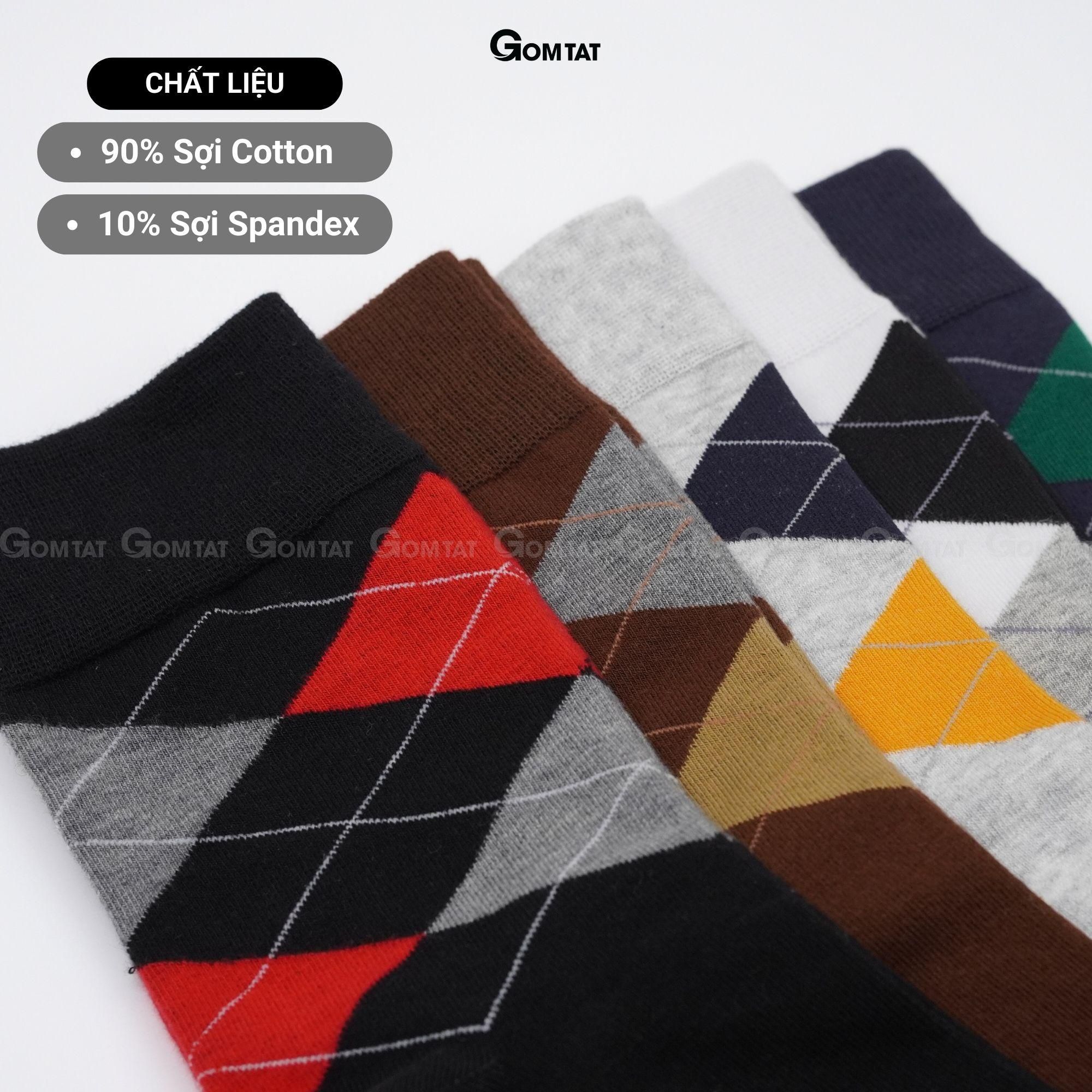 Tất đi giày tây cổ cao GOMTAT mẫu quả trám, vớ nam công sở chất liệu cotton cao cấp hút ẩm thoáng khí, tất nam công sở, vớ nam cổ cao Menswear - GOM-QUATRAM-1DOI