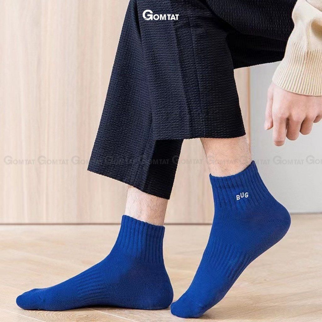 Set 5 đôi tất nam cổ ngắn hoạ tiết GOMTAT mẫu BUG, vớ cổ ngắn nam chất liệu cotton mềm mại, thấm hút mồ hôi - CNCC-BUG
