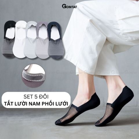  Set 5 đôi tất vớ tàng hình nam chống tuột gót GOMTAT, tất lười nam có mặt lưới thoáng khí - VLN-INVISIBLE-CB5 