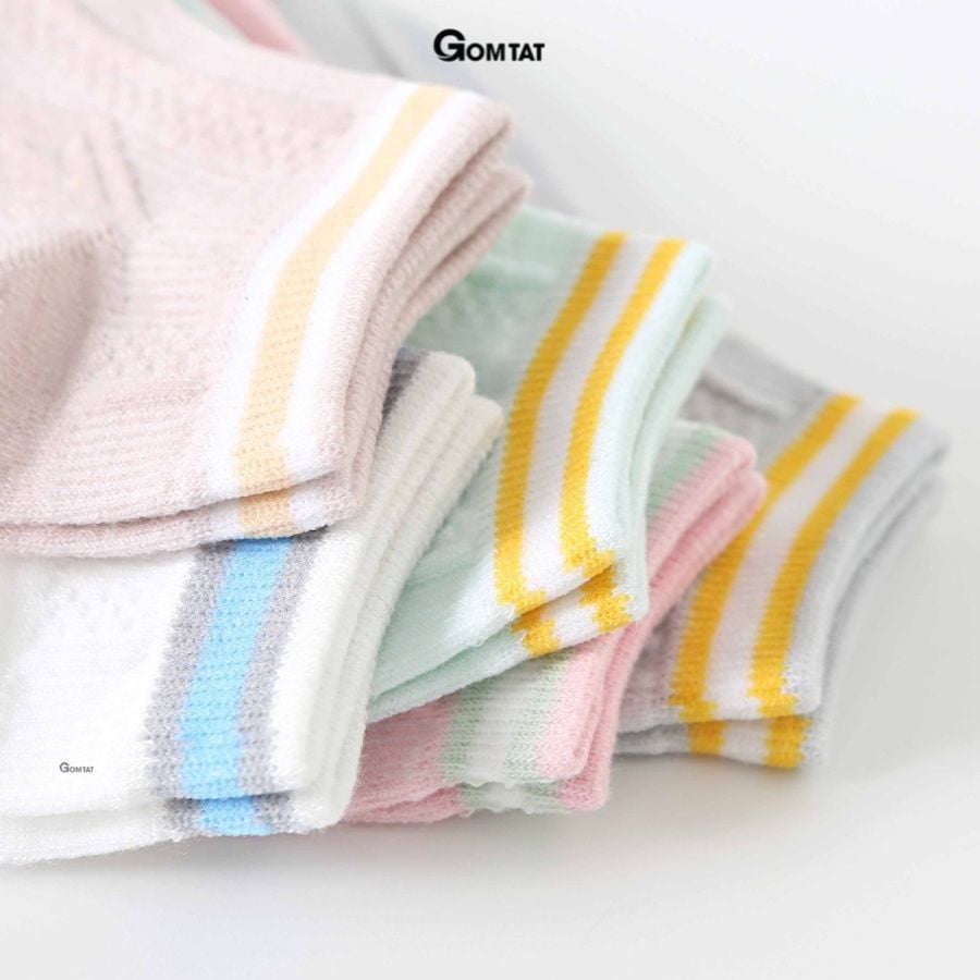 Set 5 đôi vớ cổ thấp nữ GOMTAT họa tiết vân nổi, chất liệu cotton hút ẩm thoáng khí khử mùi hôi -CB091