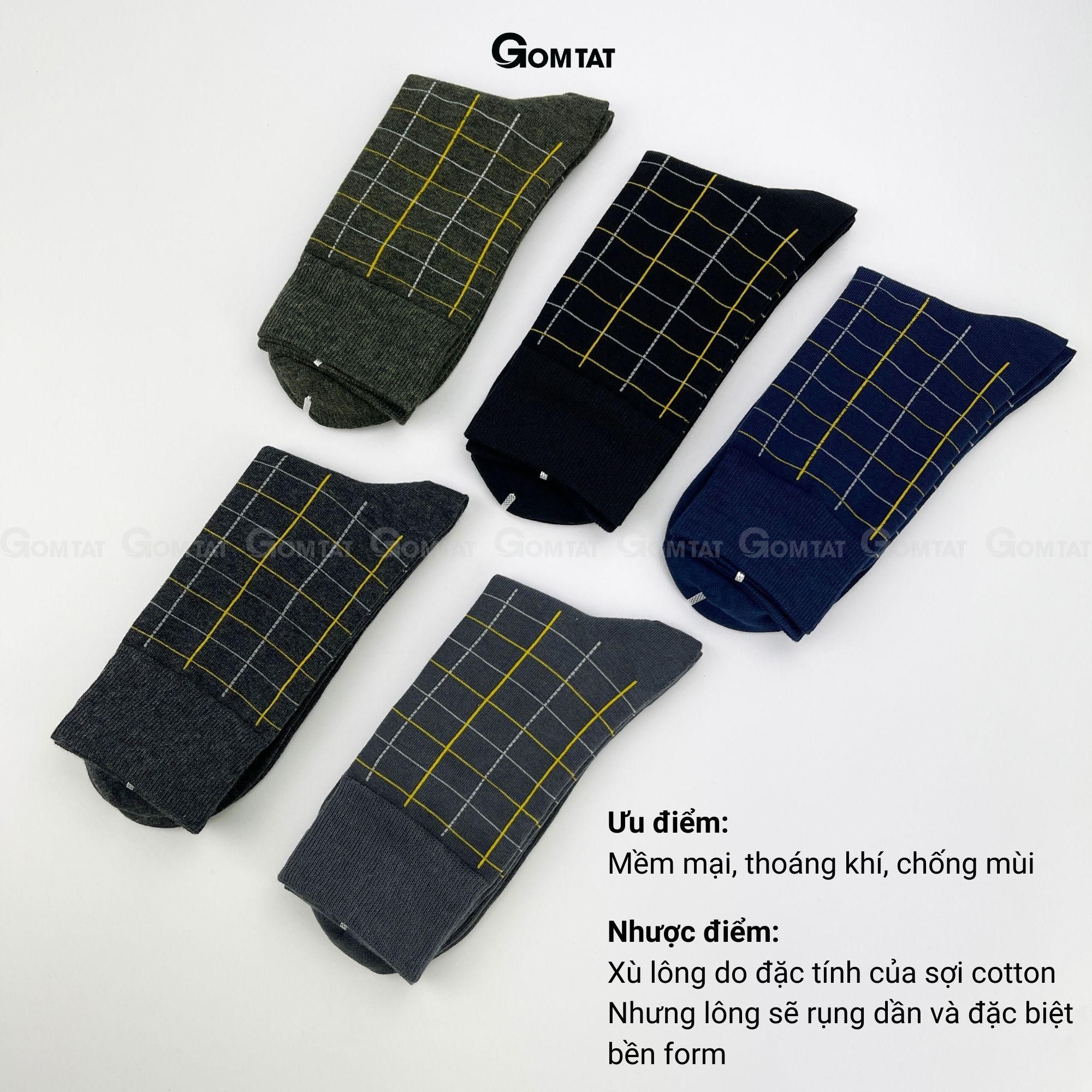 Tất nam Cổ Cao cao cấp họa tiết caro, vớ giày tây nam chất Thun cotton hút ẩm thoáng khí, tất đi giày tây, vớ nam công sở Menswear - GOM-TAYCARO-1DOI