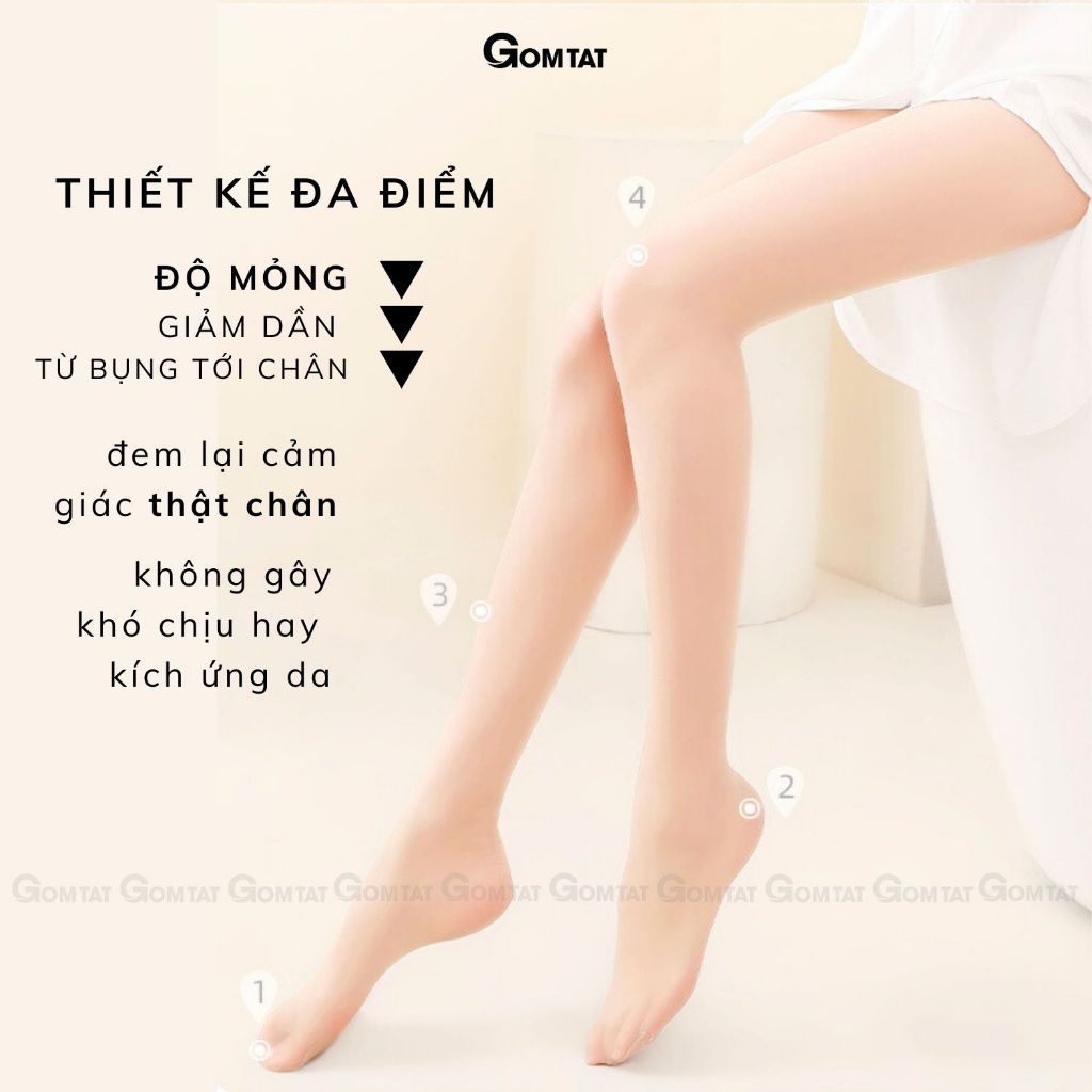 Quần tất siêu dai GOMTAT cao cấp, vớ quần siêu mỏng mịn, thon chân làm đều màu da - QT-1022