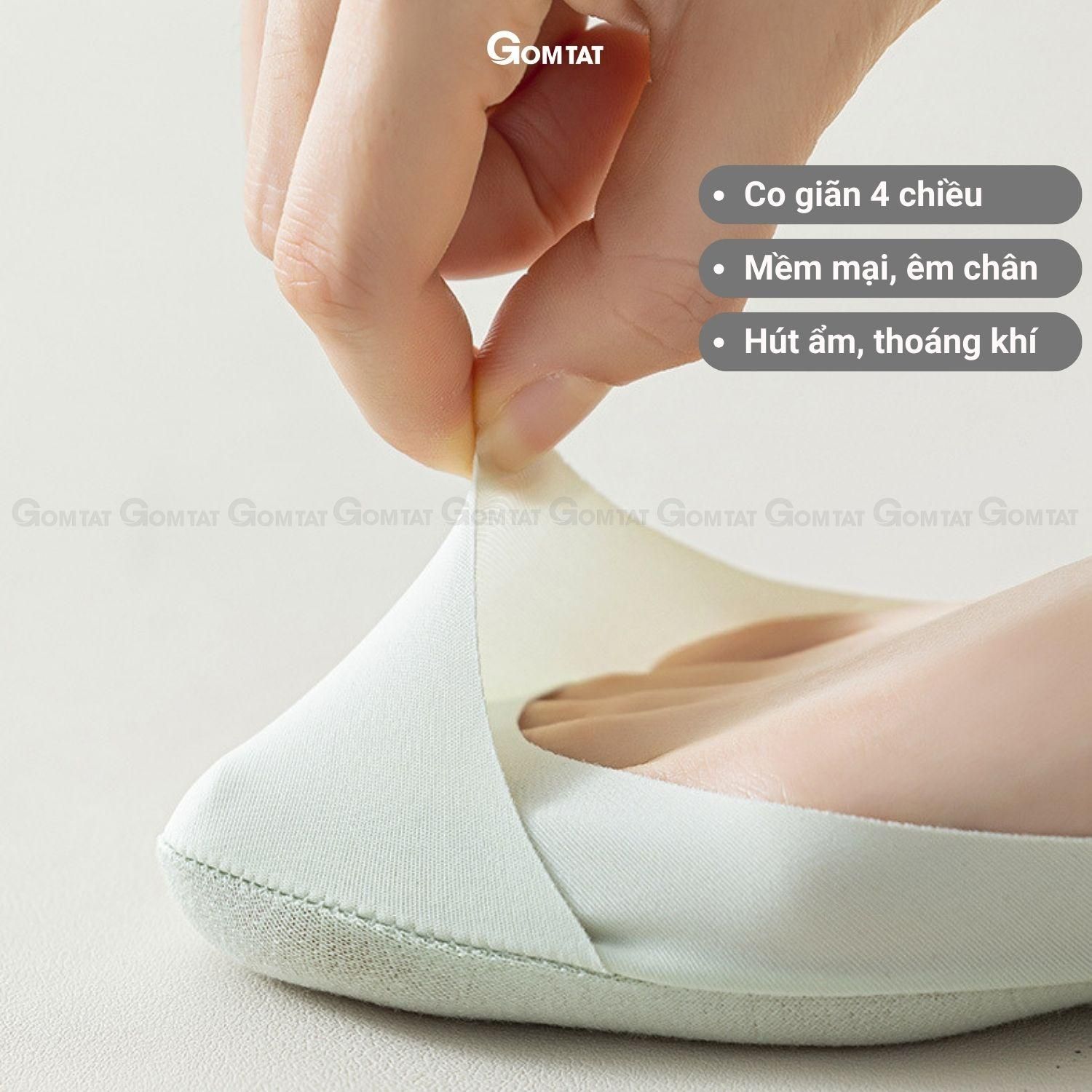 Tất hài nữ mùa hè đi giày cao gót, giày lười GOMTAT, vớ nữ Xanh có đệm cao su chống tuột, chất liệu êm chân hút ẩm, Tím - SUX-1103-1DOI