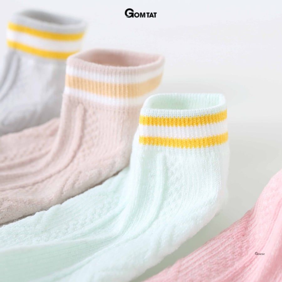 Set 5 đôi vớ cổ thấp nữ GOMTAT họa tiết vân nổi, chất liệu cotton hút ẩm thoáng khí khử mùi hôi -CB091