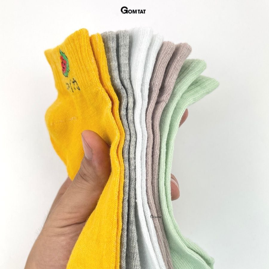 Set 5 Đôi Tất Nữ Cổ Ngắn GOMTAT Nhiều Màu Dễ Thương, Vớ Nữ Cổ Thấp Họa Tiết Trái Cây  -CB043