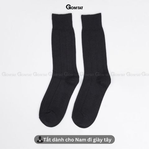  Hộp 4 đôi tất đen nam cao cổ GOMTAT mẫu gân chìm, vớ nam công sở cổ cao chất liệu cotton cao cấp - GOM-MIX09-DEN-CB4 