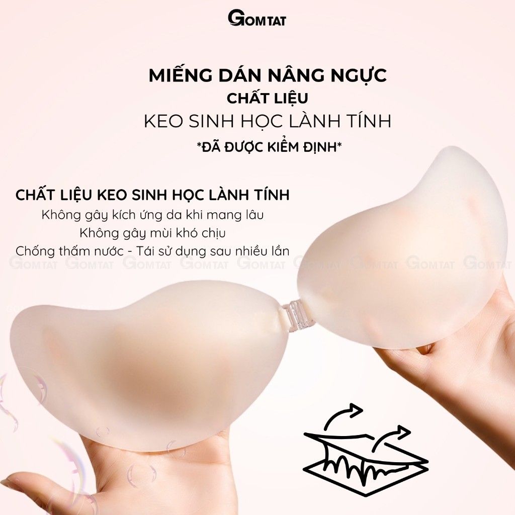 Áo bra dán nâng ngực tạo khe thiết kế trái xoài, miếng dán nâng ngực siêu bám dính, chống thấm nước GOMTAT - SA-0022