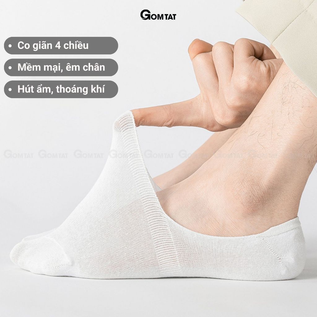 Set 5 đôi tất lười trơn nam nữ GOMTAT, vớ lười nam nữ có đệm cao su chống tuột gót - TAT-LUOI-02-CB5