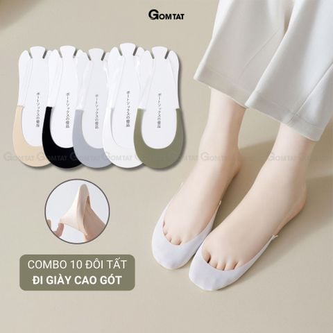  Combo 10 đôi tất đi giày cao gót nữ GOMTAT, chất liệu cotton êm chân khử mùi - CAOGOT-SUX-1102-CB10 