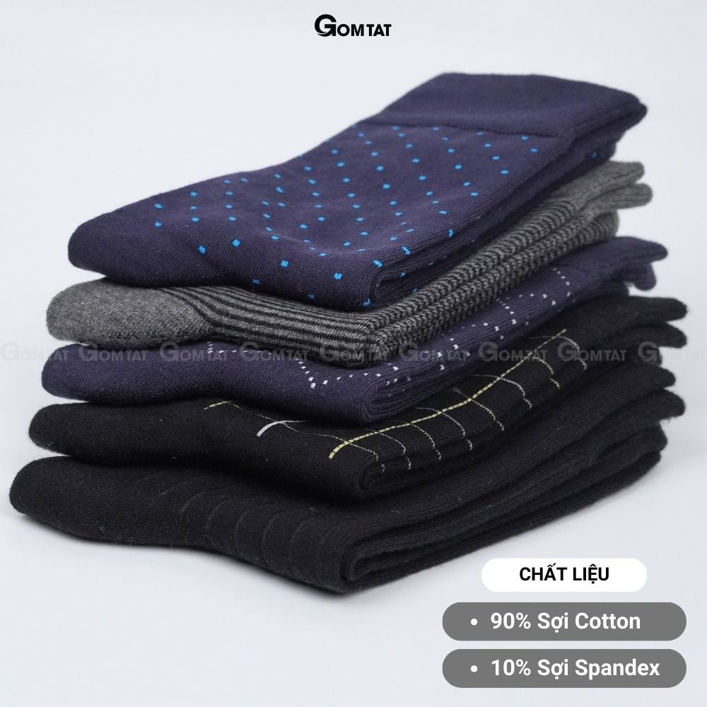 Hộp 5 đôi tất cổ cao nam đi giày tây GOMTAT mẫu MIX02, chất liệu cotton cao cấp, hút ẩm, thoáng khí  -GOM-MIX02-CB5