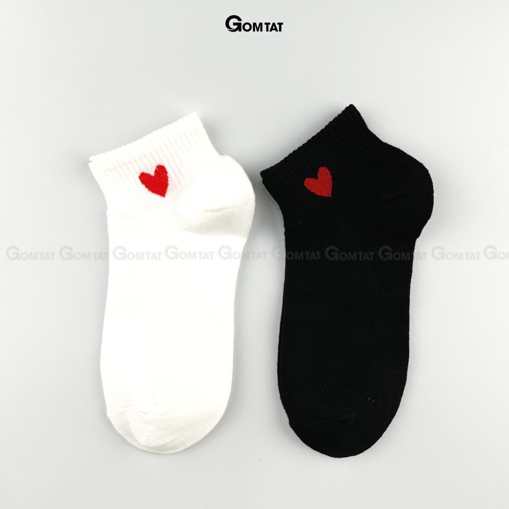 Tất cổ thấp nữ GOMTAT họa tiết trái tim, chất liệu cotton mềm mịn hút ẩm thoáng khí khử mùi êm chân  -TRAITIM-XH-1DOI