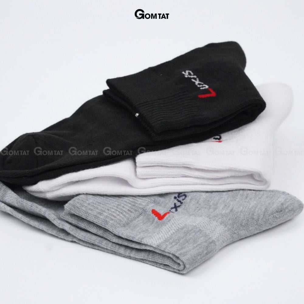 Combo 5 đôi vớ thể thao nam nữ dày dặn GOMTAT, chất liệu cotton kháng khuẩn khử mùi, êm mềm mịn mát - LUXIS-S015-CB5