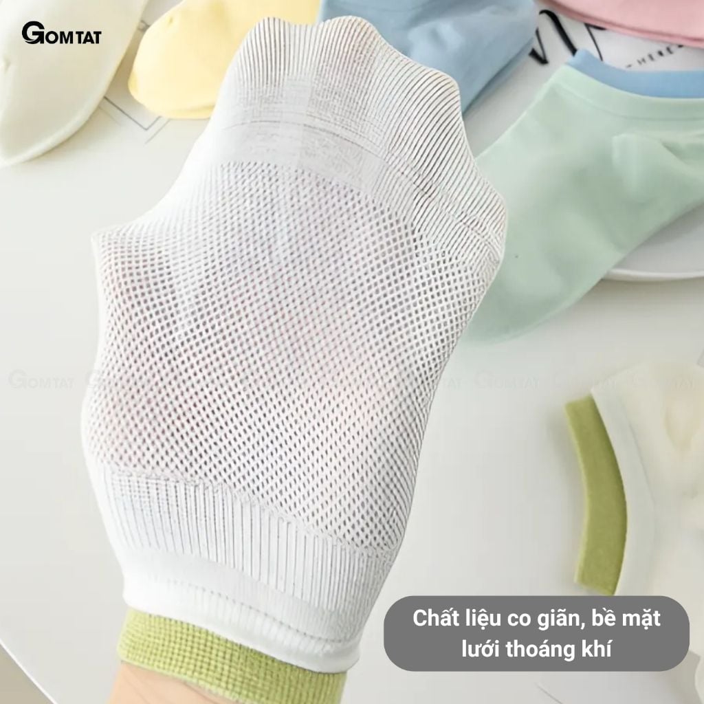 Combo 5 đôi tất chân nữ cổ ngắn chất liệu cotton cao cấp, vớ màu cho nữ mềm mại, êm chân hút ẩm thoáng khí -D16-A100-CB5