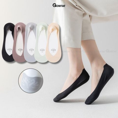  Tất hài nữ mùa hè đi giày cao gót, giày lười GOMTAT, vớ nữ Xanh có đệm cao su chống tuột, chất liệu êm chân hút ẩm, Tím - SUX-1103-1DOI 