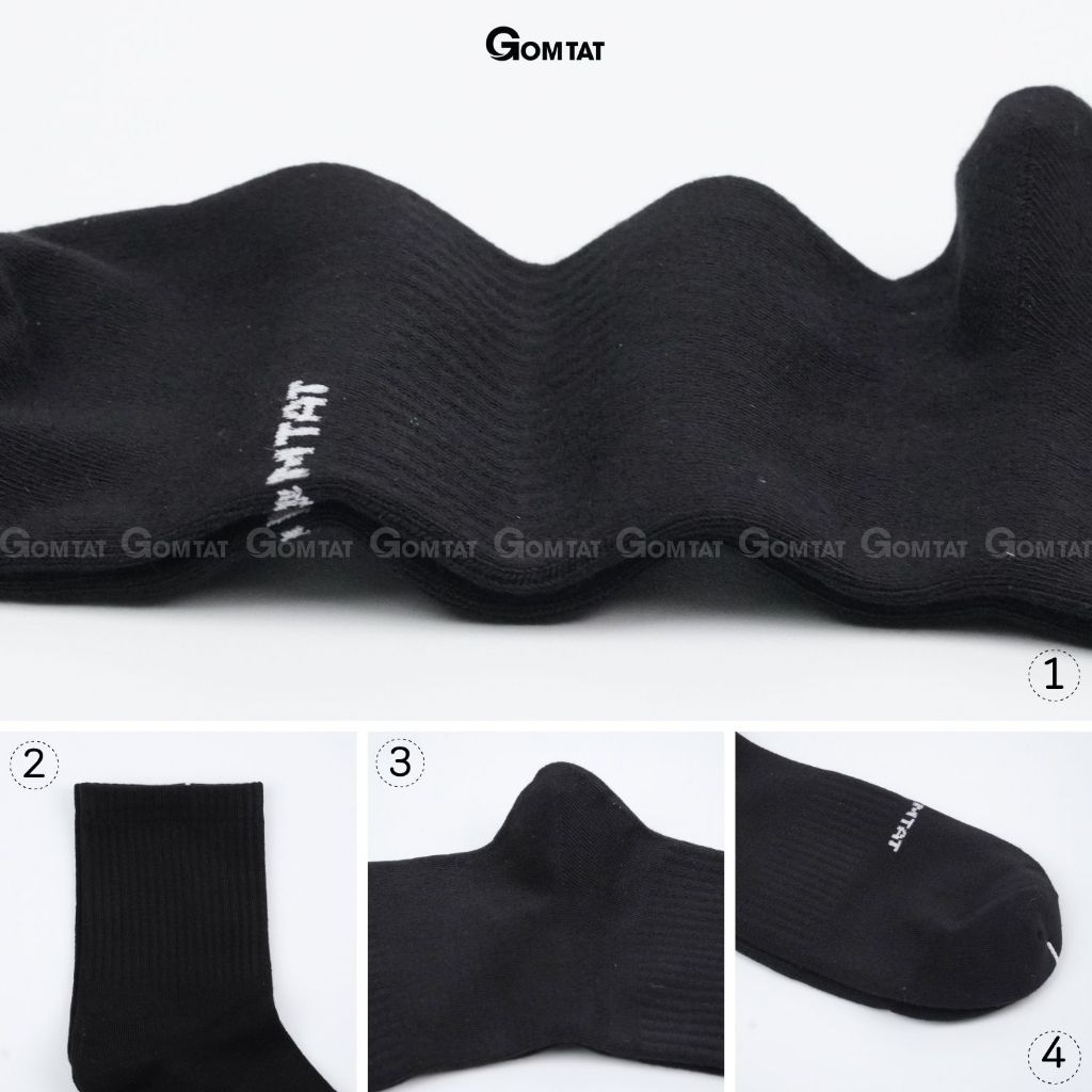 Hộp 4 đôi tất cổ lửng sợi tre nam GOMTAT cao cấp, vớ nam co giãn êm chân - GOMTAT-TRECAO-CB4