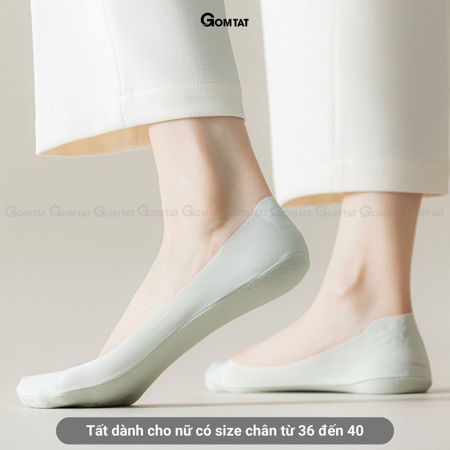 Tất hài nữ mùa hè đi giày cao gót, giày lười GOMTAT, vớ nữ Xanh có đệm cao su chống tuột, chất liệu êm chân hút ẩm, Tím - SUX-1103-1DOI