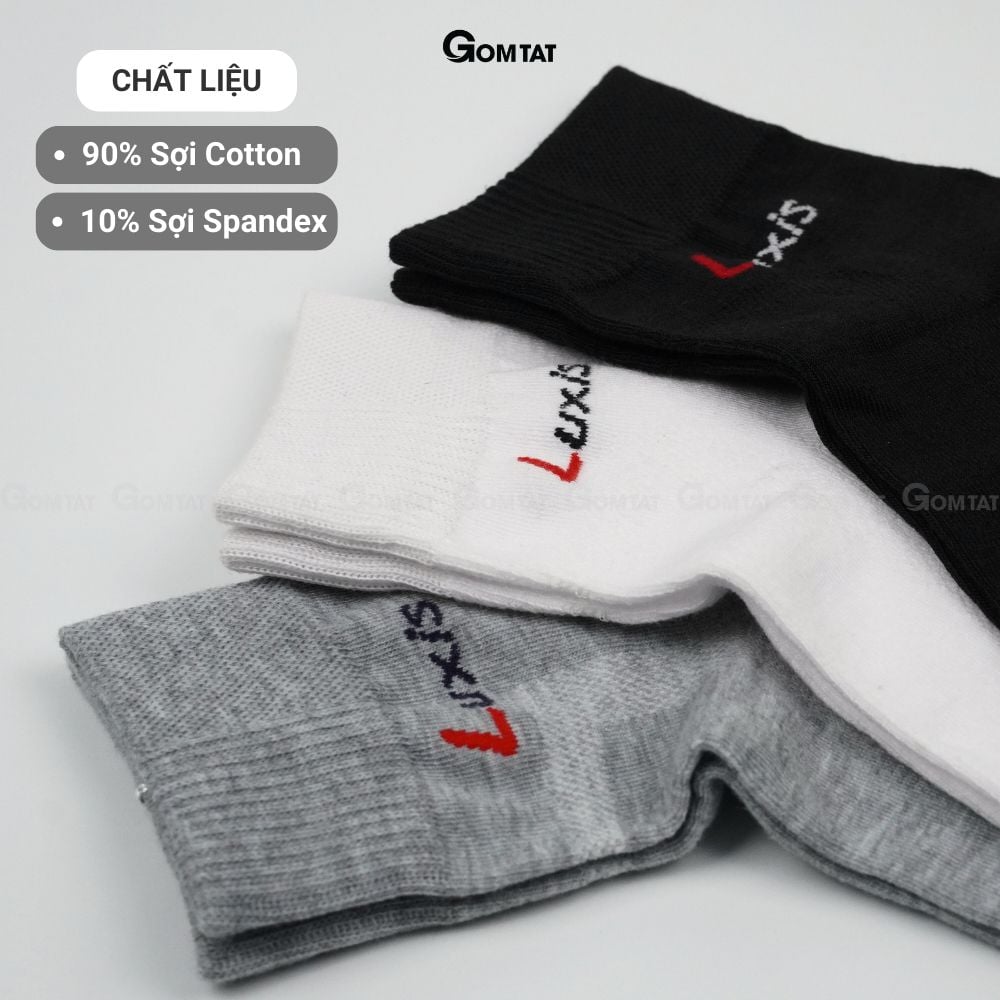 Combo 5 đôi vớ thể thao nam nữ dày dặn GOMTAT, chất liệu cotton kháng khuẩn khử mùi, êm mềm mịn mát - LUXIS-S015-CB5