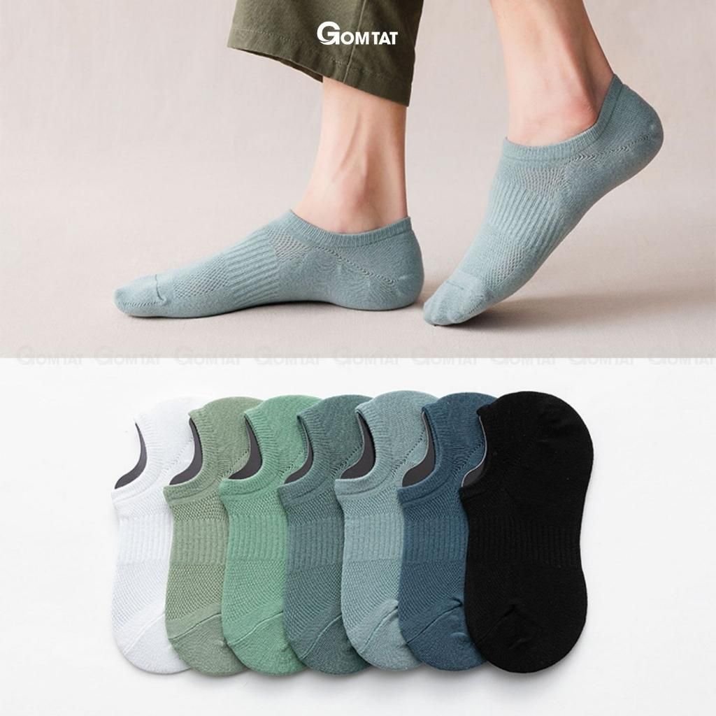 Tất lười nam GOMTAT chất liệu cotton cao cấp, Vớ đi giày lười thiết kế lưới thoáng khí, có đệm cao su chống tụt gót Menswear - HAI-MIA-1401-1DOI