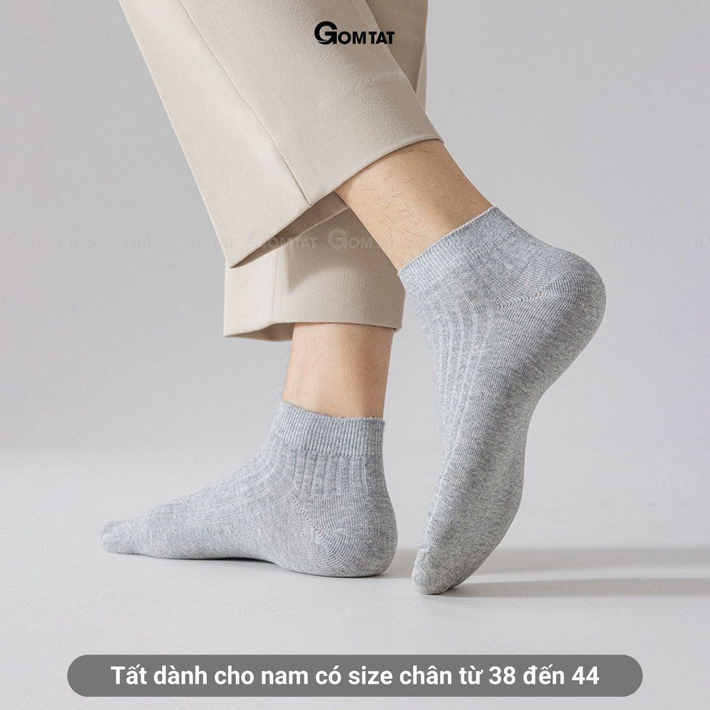 Combo 10 đôi tất cổ ngắn nam GOMTAT hoạ tiết gân chìm, chất liệu cotton cao cấp, thấm hút mồ hôi - FIVE-TAY10-NGAN-CB10