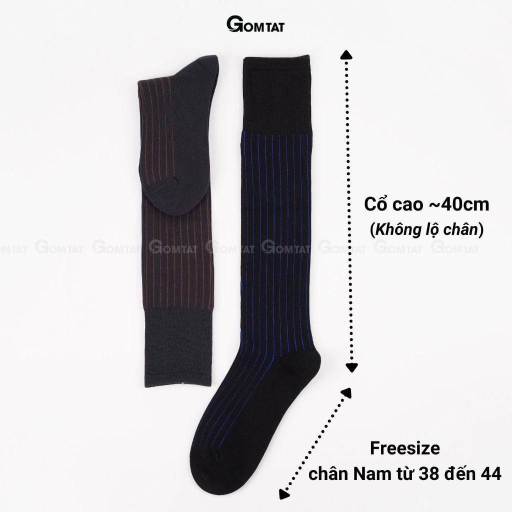 Hộp 3 đôi tất nam công sở GOMTAT cao cấp, chất liệu cotton mềm mịn, khử mùi thoáng khí êm chân - IHE-2201-CB3