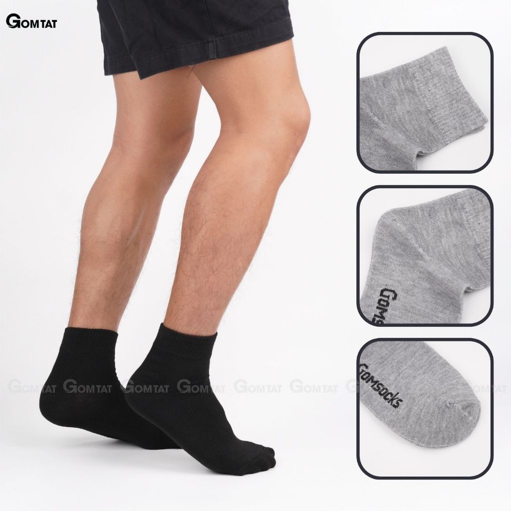 Combo 5 đôi tất nam nữ cổ cao GOMTAT basic, vớ trơn cổ cao mềm mịn, hút ẩm thoáng khí, khử mùi chân - GOMSOCKS-CAO-5DOI