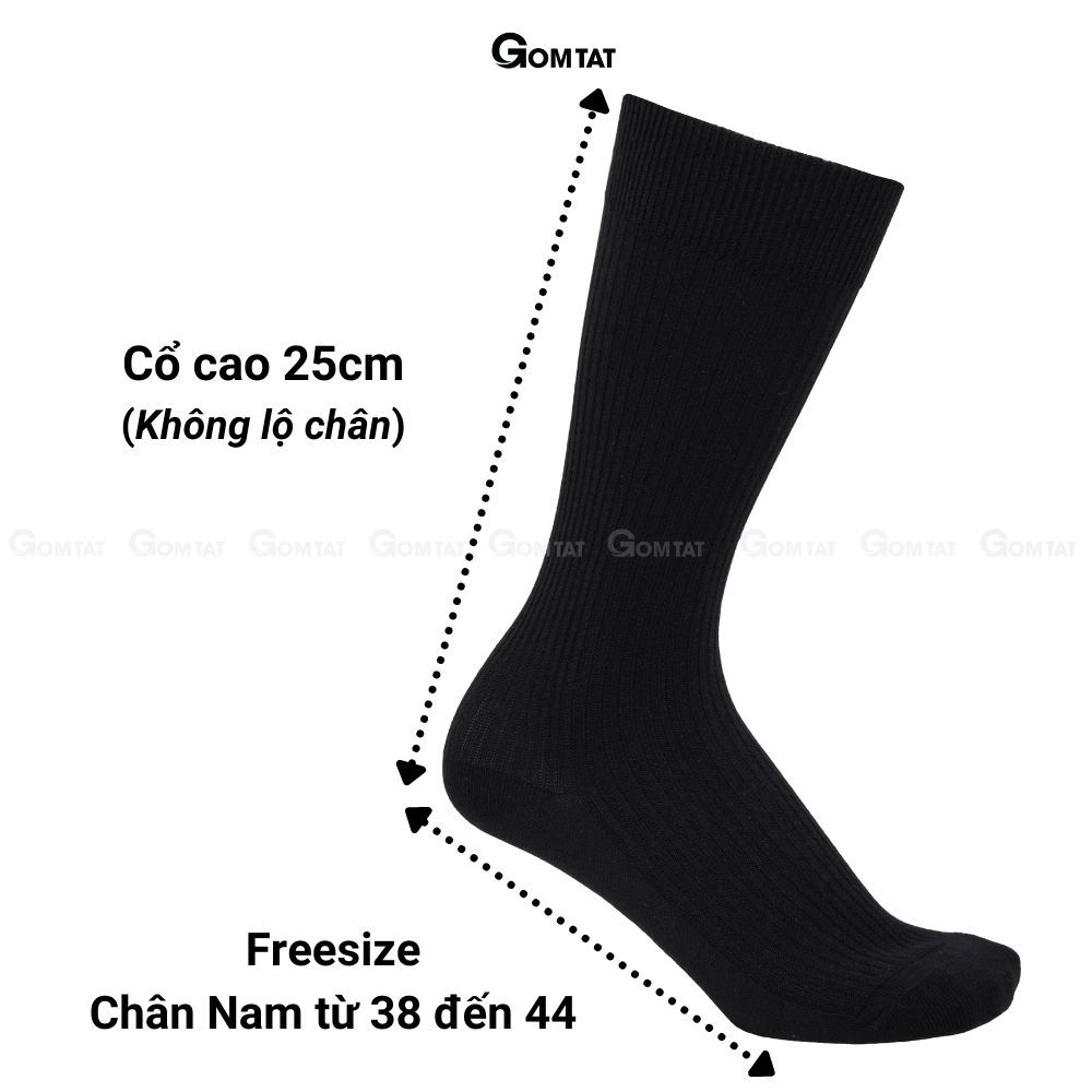 Combo 4 đôi tất vớ nam cổ cao công sở đi giày tây GOMTAT, chất liệu cao cấp họa tiết gân chìm màu đen-FIVE-TAY10-DEN-CB4