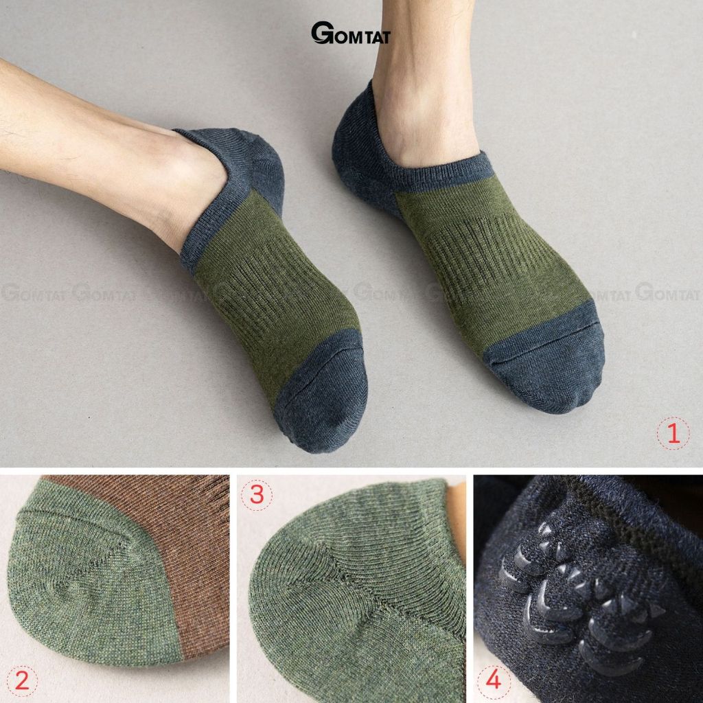 Set 7 đôi tất ngắn cổ nam có đệm chống tuột gót GOMTAT, vớ nam cổ ngắn chất liệu cotton êm mềm mịn mát - NAMCN-CC-01
