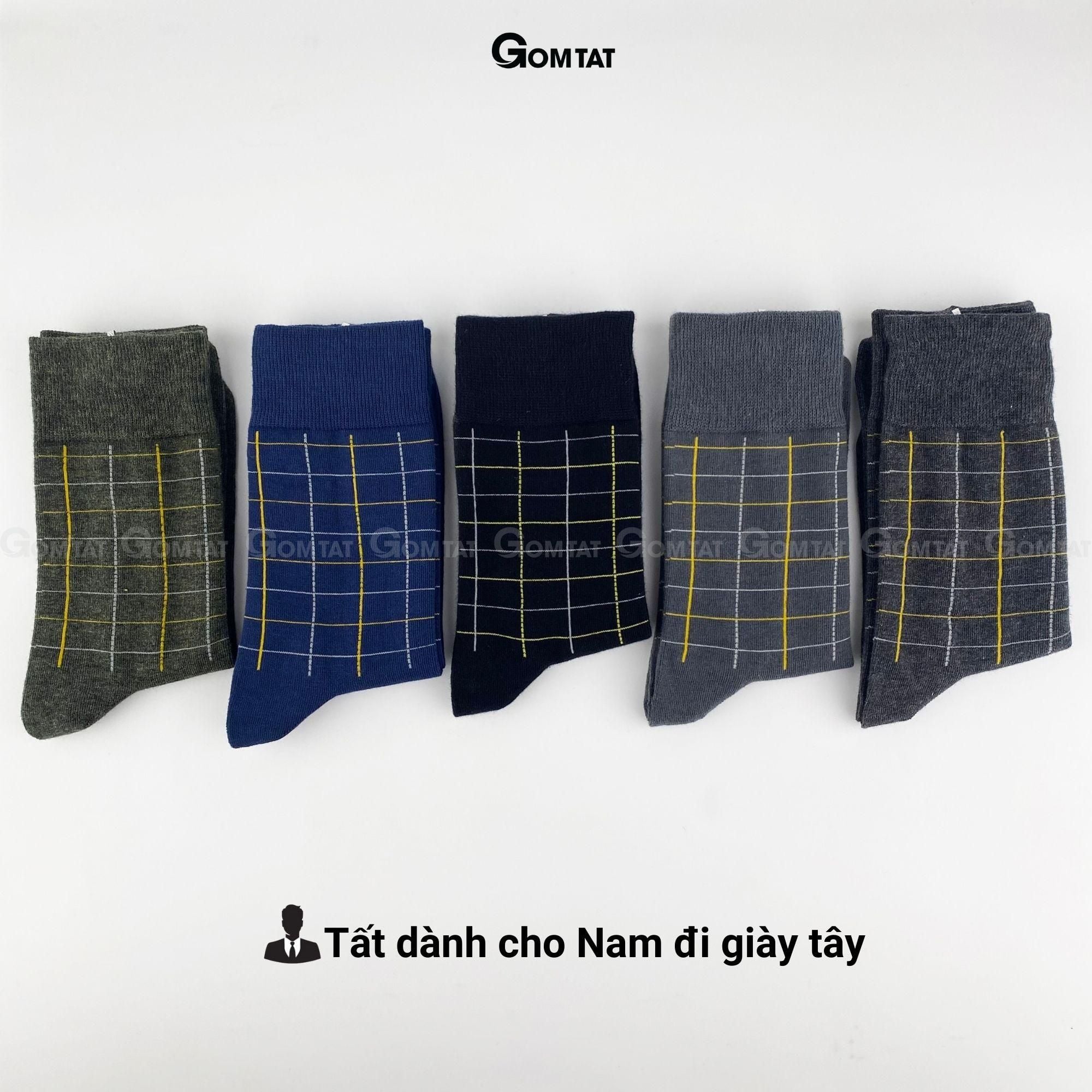 Tất nam Cổ Cao cao cấp họa tiết caro, vớ giày tây nam chất Thun cotton hút ẩm thoáng khí, tất đi giày tây, vớ nam công sở Menswear - GOM-TAYCARO-1DOI