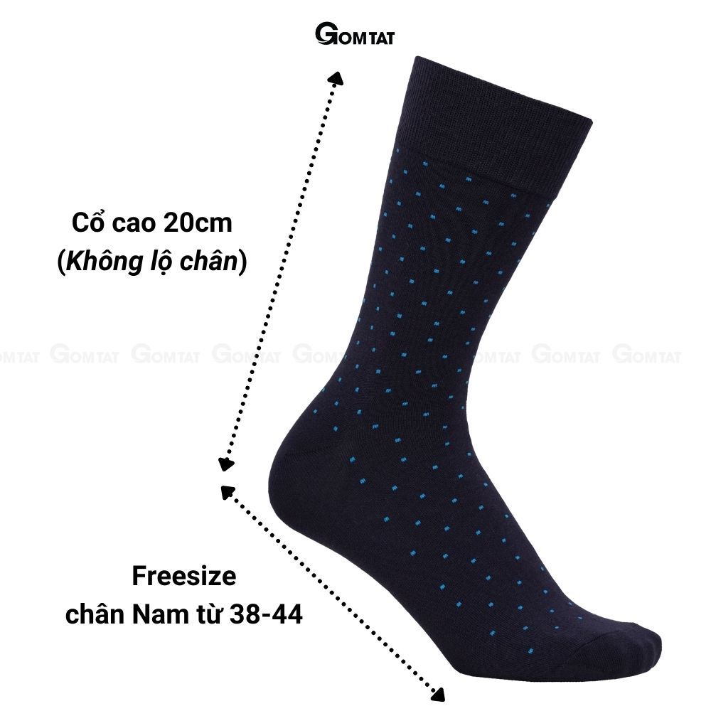 Hộp 5 đôi vớ nam cổ cao công sở GOMTAT hoạ tiết chấm bi, chất liệu cotton cao cấp - GOM-CHAMBI-CB5