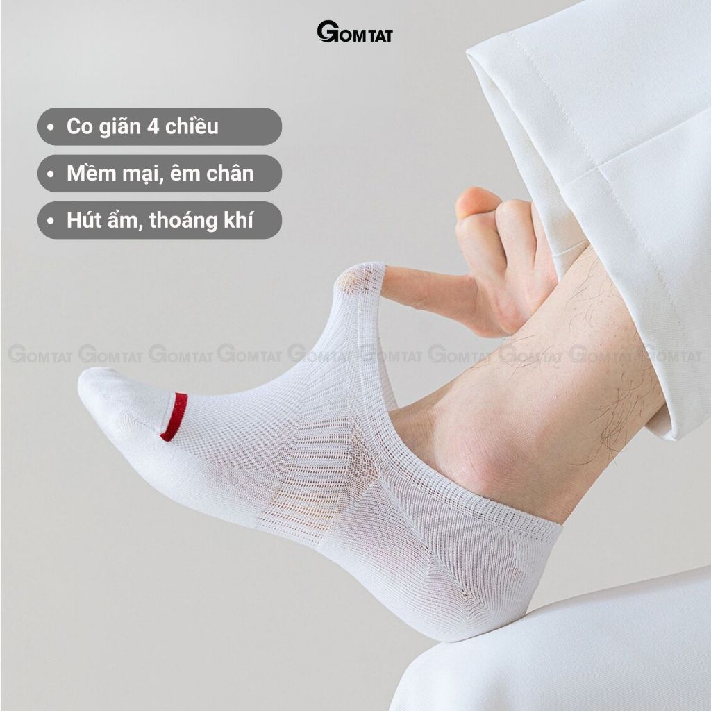 Vớ lười nam cao cấp GOMTAT, có đệm silicon chống tuột gót, chất liệu cotton thoáng mát - D16-A080-1DOI