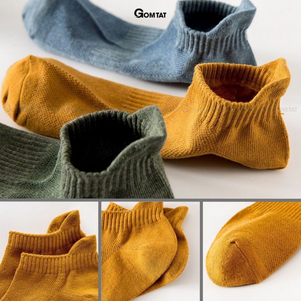 Set 10 đôi tất nam cổ ngắn GOMTAT nhiều màu, chất liệu cotton mềm mại thoáng mát, thấm hút mồ hôi - GOT-KOL-1301-CB10
