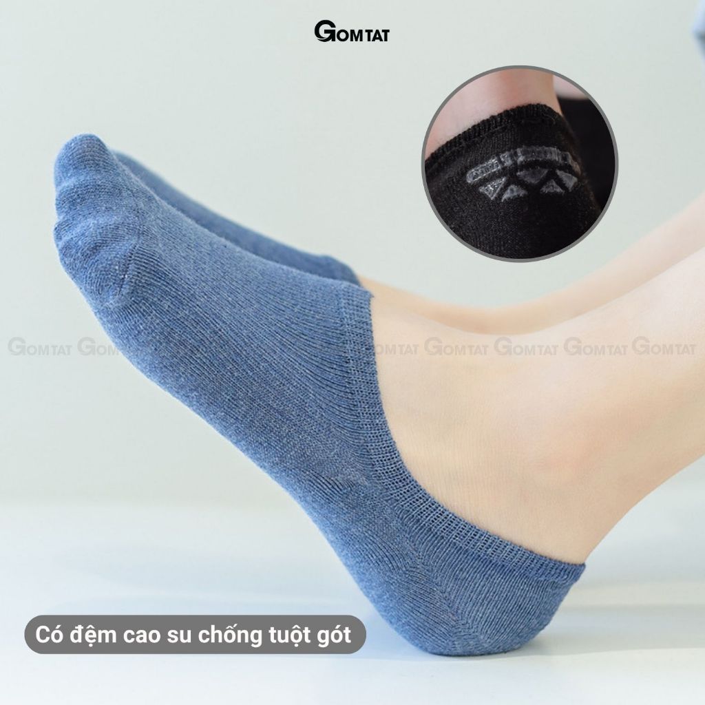 Combo 10 đôi tất nữ đi giày lười GOMTAT, có đệm silicon chống tuột gót, chất liệu cotton cao cấp - HAI-FIVE-2006-CB10