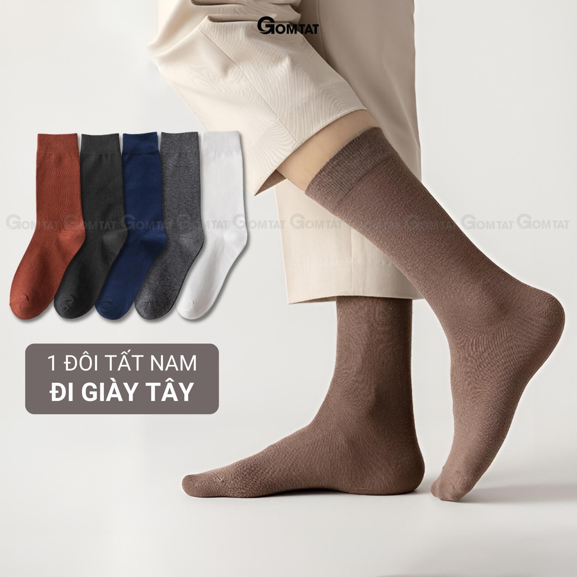 Tất nam đi giày tây cổ cao GOMTAT nhiều màu, chất liệu cotton mềm mịn, hút ẩm thoáng khí khử mùi Menswear - HOT-1803-1DOI