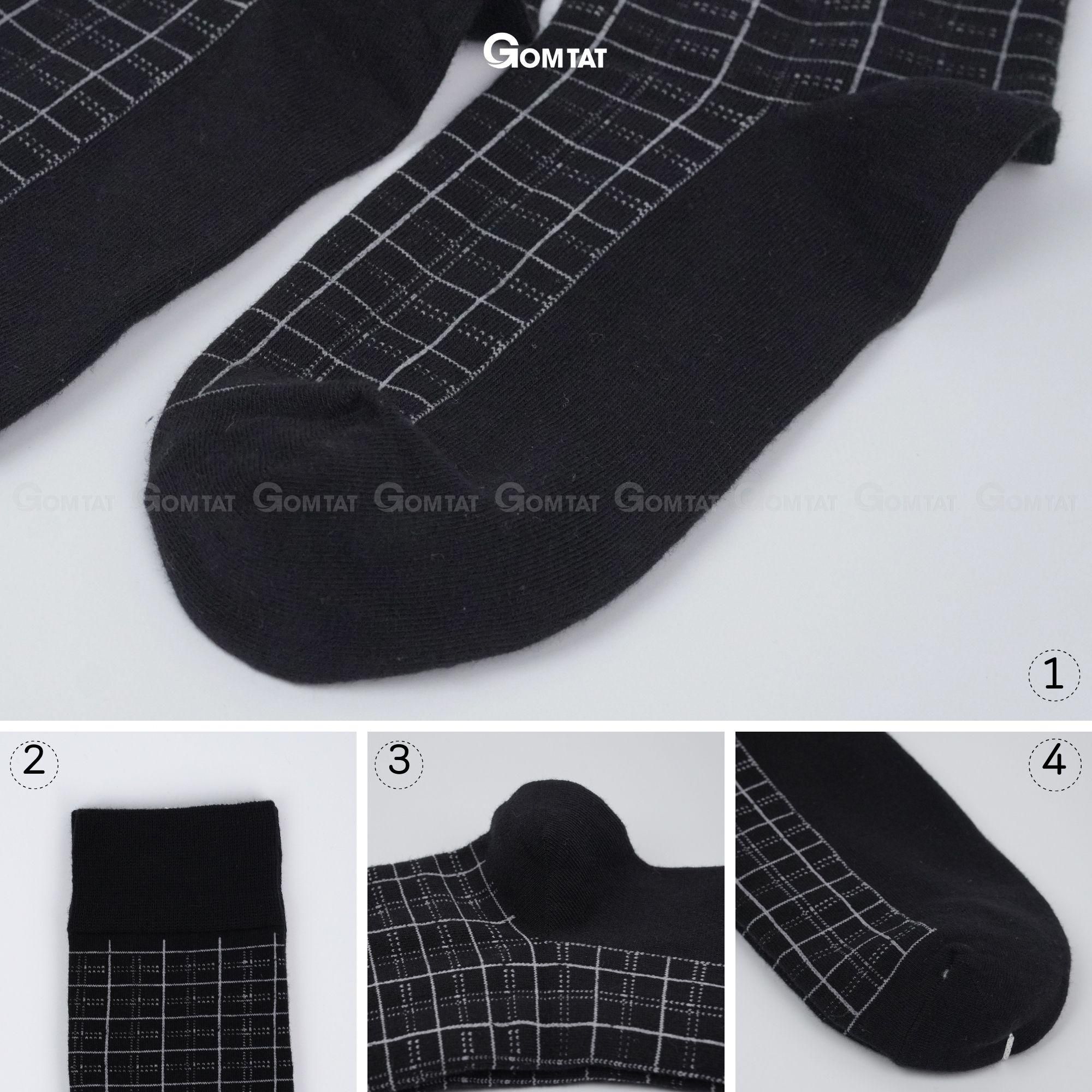 Tất nam cổ cao công sở họa tiết, vớ cao cổ nam đi giày tây chất liệu cotton cao cấp thoáng mát Menswear - GOM-TAY11-DENCAROTRANG