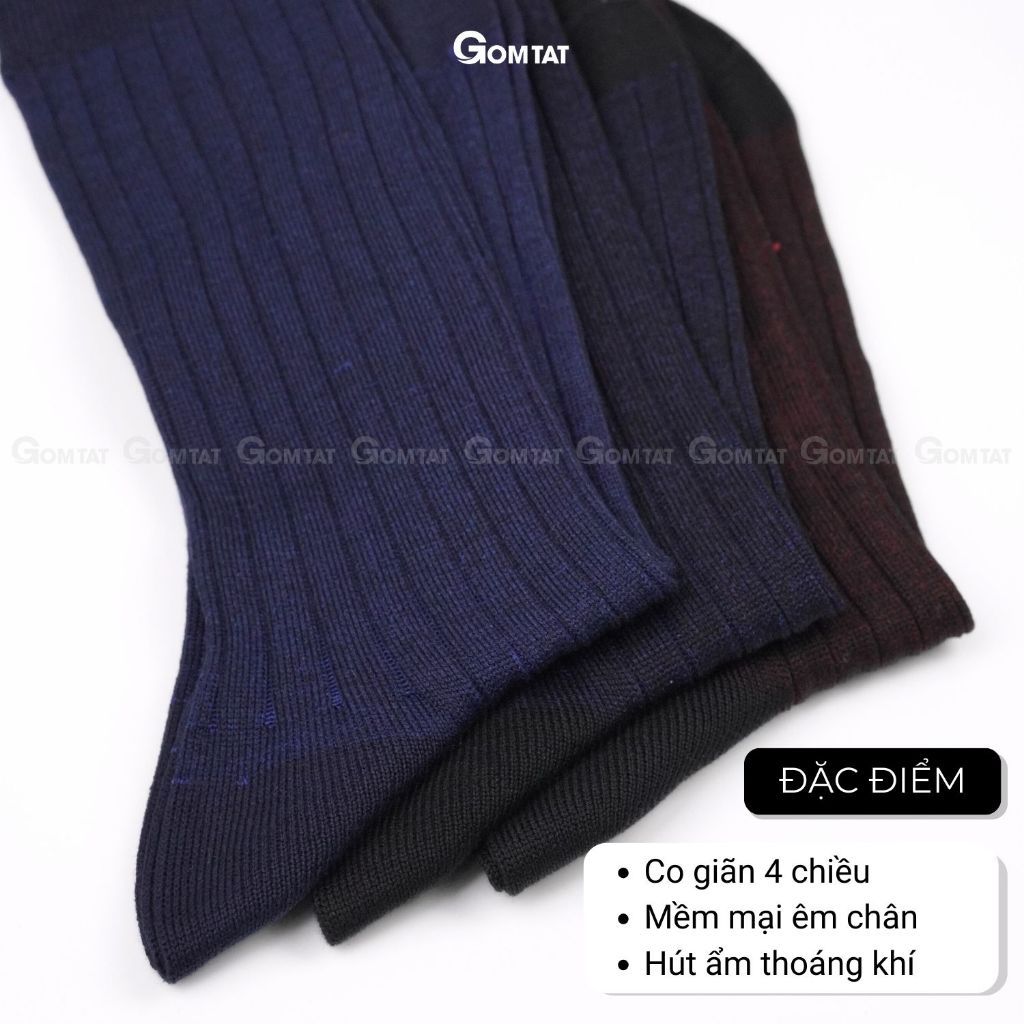 Hộp 3 đôi tất cổ cao GOMTAT công sở, chất liệu cotton cao cấp, phong cách lịch lãm  - IHE-2202-CB3