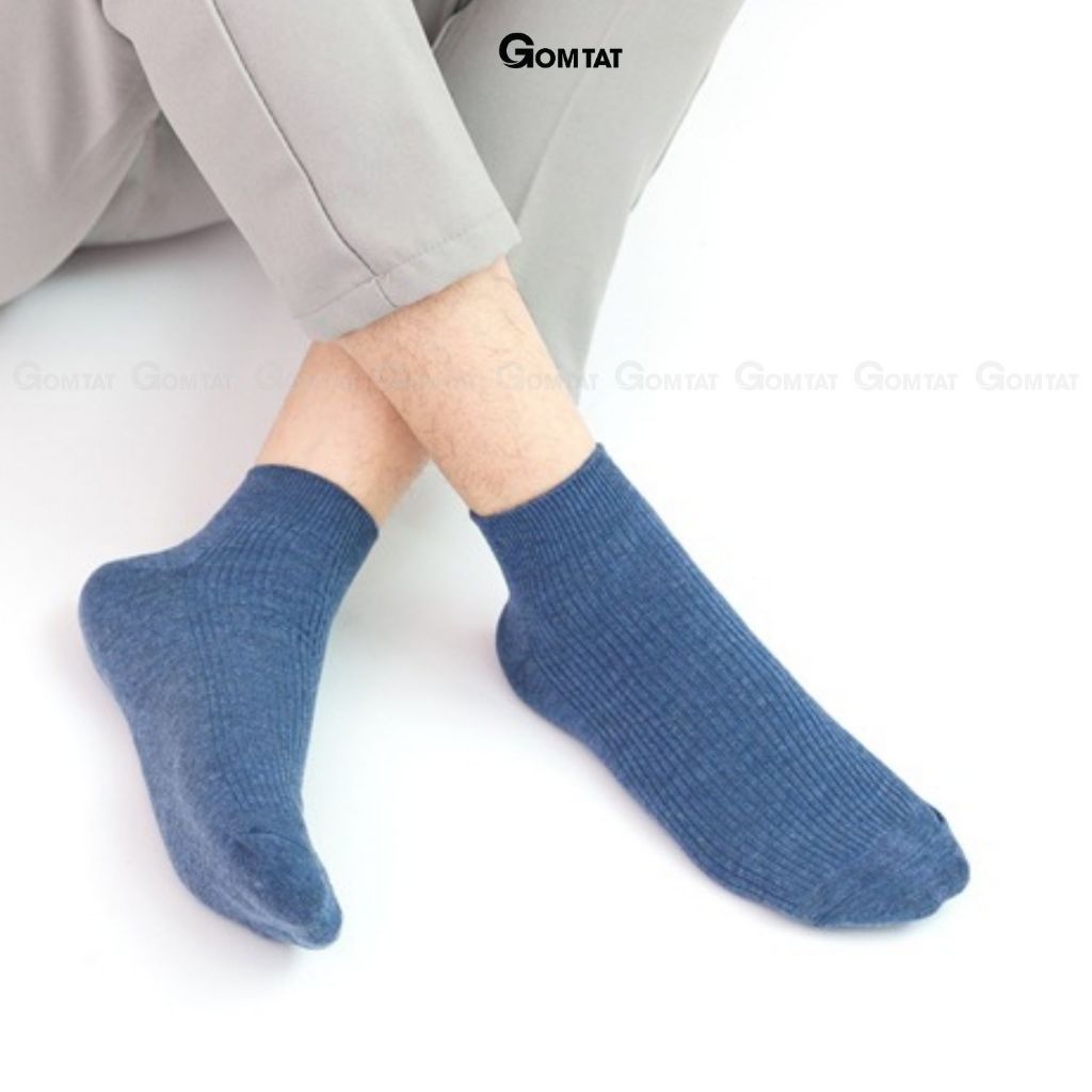 Combo 10 đôi tất cổ ngắn nam GOMTAT trơn, chất liệu cotton cao cấp hút ẩm thoáng khí khử mùi -NGANTRON-FIVE-2003-CB10