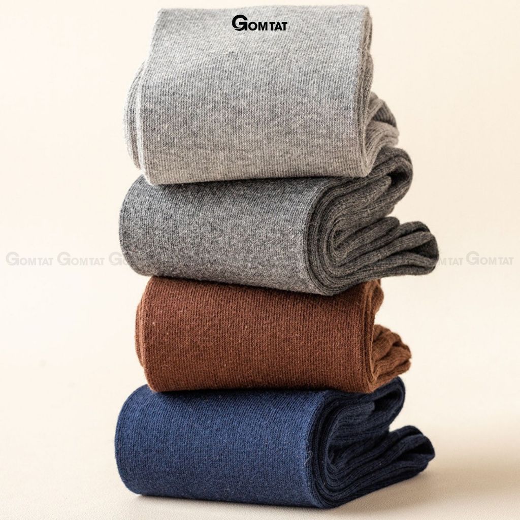 Hộp 5 đôi tất dài nam đi giày tây GOMTAT cao gần gối, chất liệu cotton cao cấp hút ẩm khử mùi - HOT-1804-CB5