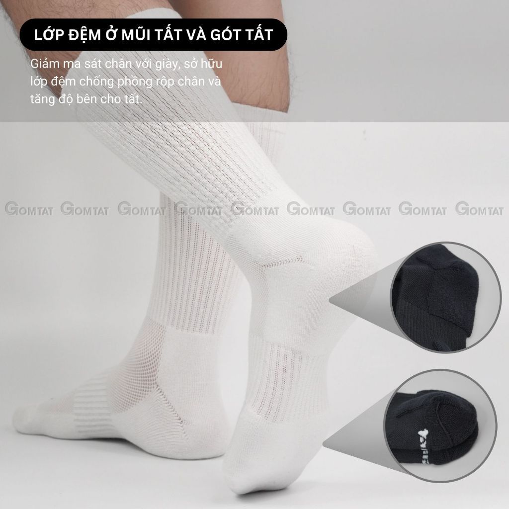 Combo 10 đôi tất nam nữ cao cổ GOMTAT, chất liệu cotton cao cấp, có đệm lót xù êm chân, giữ ấm - STA-5009-CAO-CB10